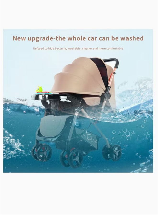 عربست عربة أطفال قابلة للتحويل ، سرير أطفال قابل للطي قابل للانعكاس مع مقبض قابل للتعديل ، منظر طبيعي مرتفع وعربة أطفال عصريةمناسبة ، للأطفال حتى عمر سنة واحدة ، بيج - Image 4