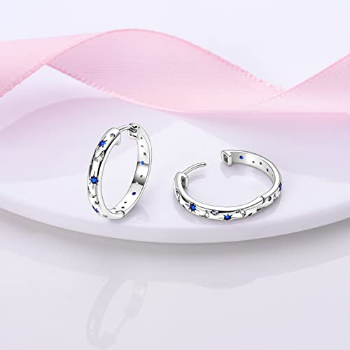 NARMO Hoop Earrings for Women 925 Sterling Silver Earrings Moon Earrings Silver Hoop Earrings for Women - Image 2