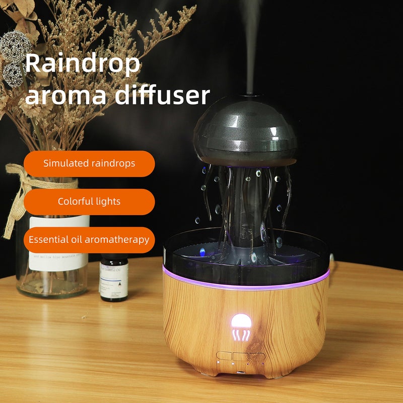NAGOMI Black Ultrasonic Aroma Diffuser with Rotating Jellyfish Design, Colorful Atmosphere Light, and Rain  Effect - Image 4