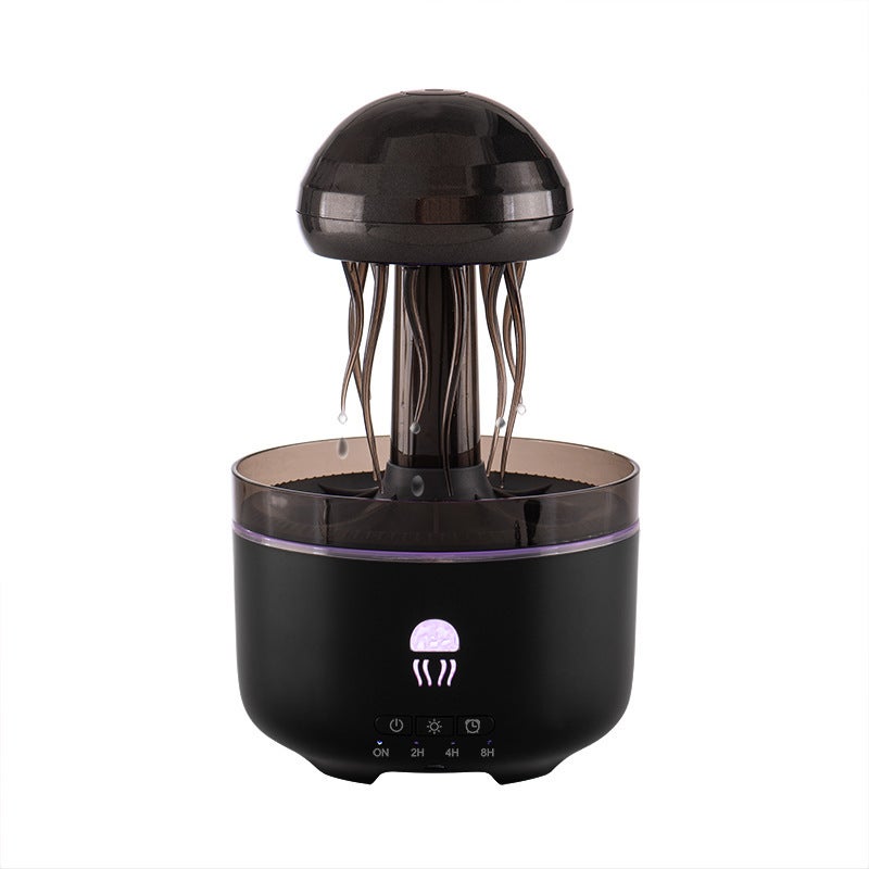 NAGOMI Black Ultrasonic Aroma Diffuser with Rotating Jellyfish Design, Colorful Atmosphere Light, and Rain  Effect - Image 1