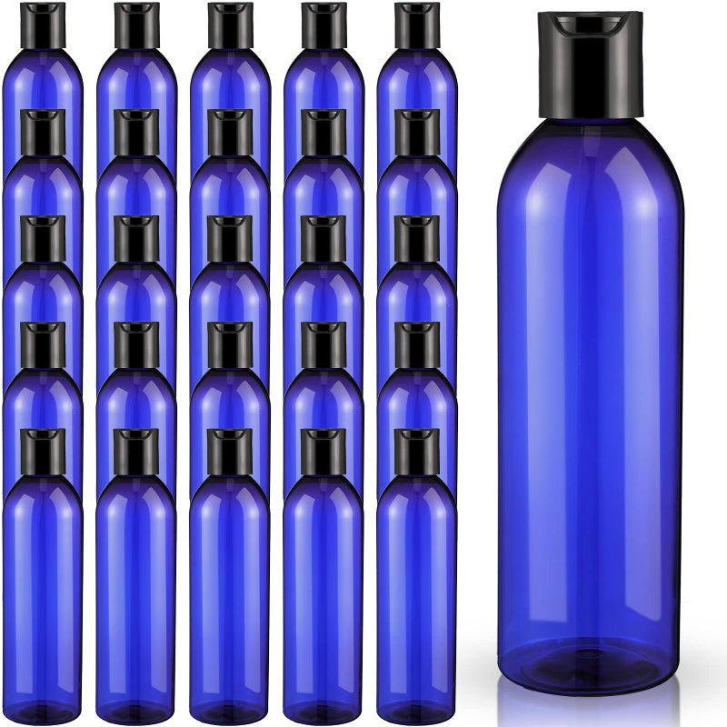 Eccliy 8oz Empty Plastic Squeeze Bottles with Disc Caps Travel Containers Refillable Plastic Empty Bottles with Caps for Shampoo Lotions Liquid Body Soap CreamsBlue