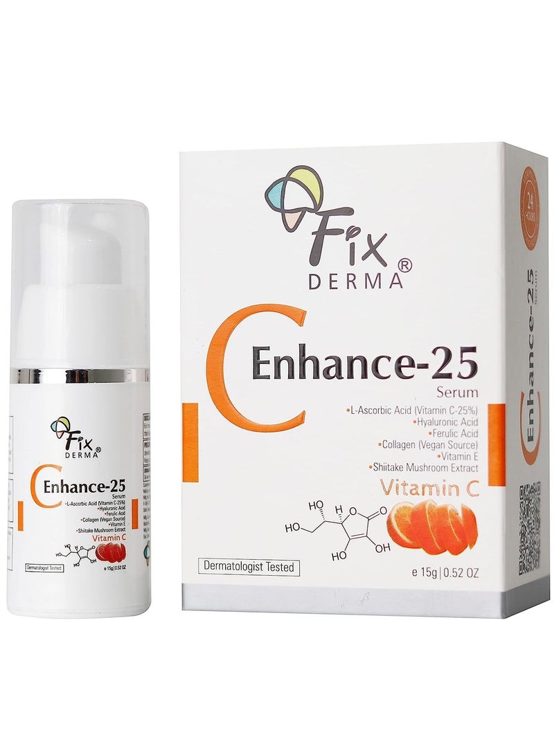 Fixderma 25% Vitamin C Serum C" Enhance Face Serum for Glowing Skin Anti Aging Face Serum for Unisex | Skin Brightening Serum Reduces Fine Lines