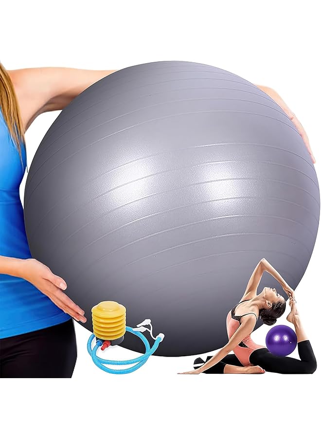 PROMASS 2 Pack 65 & 25cm Exercise Ball with Quick Foot Pump,Anti Burst and Slip Stability Balance Yoga Ball Chair for Pilates Yoga Birthing Pregnancy Gym Workout Training and Physical Therapy(2 Size)  - Image 1