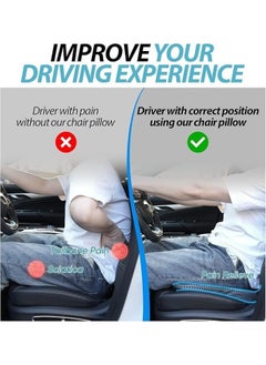Zimtal Zimtal Car Seat Cushion Driver Passenger Wedge Seat Cushion for Driving Enhance Vision and Posture Memory Foam for Hip Pain (Black Mesh Cover)  - Image 2