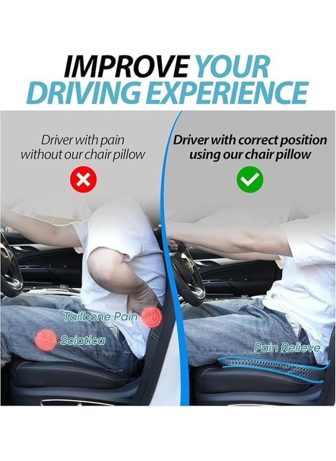 Zimtal Zimtal Car Seat Cushion Driver Passenger Wedge Seat Cushion for Driving Enhance Vision and Posture Memory Foam for Hip Pain (Black Mesh Cover)  - Image 2