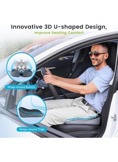 Zimtal Zimtal Car Seat Cushion Driver Passenger Wedge Seat Cushion for Driving Enhance Vision and Posture Memory Foam for Hip Pain (Black Mesh Cover)  - Image 3