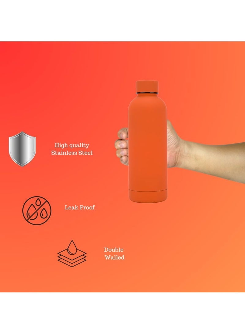WISHWIND Premium Orange Thermos Bottle – 500 ml Double-Walled Vacuum Insulated, 12 Hours Hot & 24 Hours Cold, Leak-Proof Design for Sports, Gym, Tea, Coffee, and Herbal Drinks - Image 4