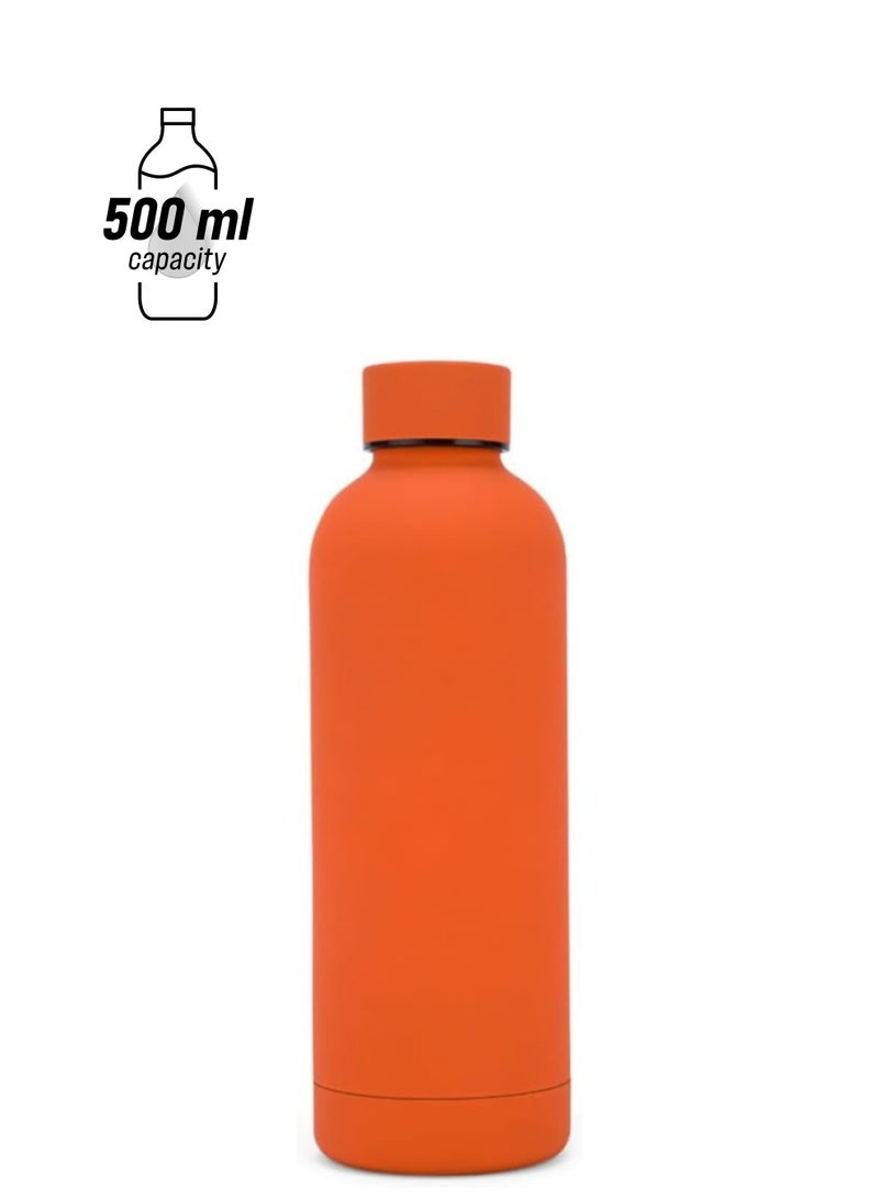 WISHWIND Premium Orange Thermos Bottle – 500 ml Double-Walled Vacuum Insulated, 12 Hours Hot & 24 Hours Cold, Leak-Proof Design for Sports, Gym, Tea, Coffee, and Herbal Drinks - Image 1