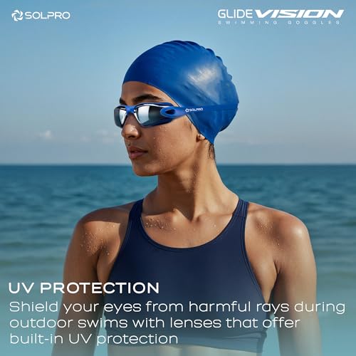 Solpro Glide Vision Unisex Adult Swimming Goggles for Women,Men,Boys,Girls,Teenagers,Athletes,Swimmers|2 in 1 with Built In Earplugs for Training,Competition in Pool,Beach,Water Sport,Activties(Blue) - Image 5