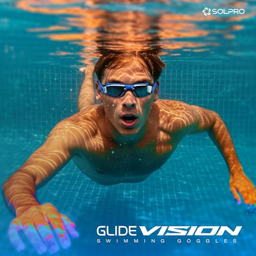Solpro Glide Vision Unisex Adult Swimming Goggles for Women,Men,Boys,Girls,Teenagers,Athletes,Swimmers|2 in 1 with Built In Earplugs for Training,Competition in Pool,Beach,Water Sport,Activties(Blue) - Image 2
