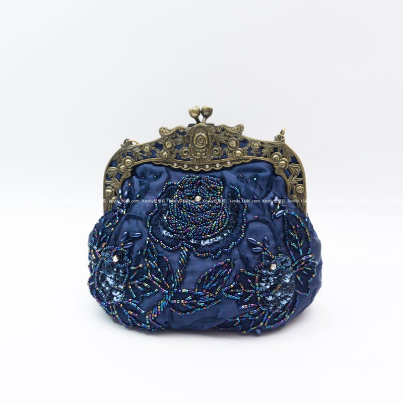 Now "Kai Weili Rose Embroidered Sequins Embroidered Beads Evening Bag Retro Dress Party Cheongsam Handbag - Image 1