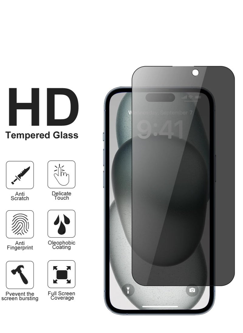 HEXABEX Privacy 5D Tempered Glass Screen Protector for iPhone 15 6.1inch Black/Clear  - Image 3