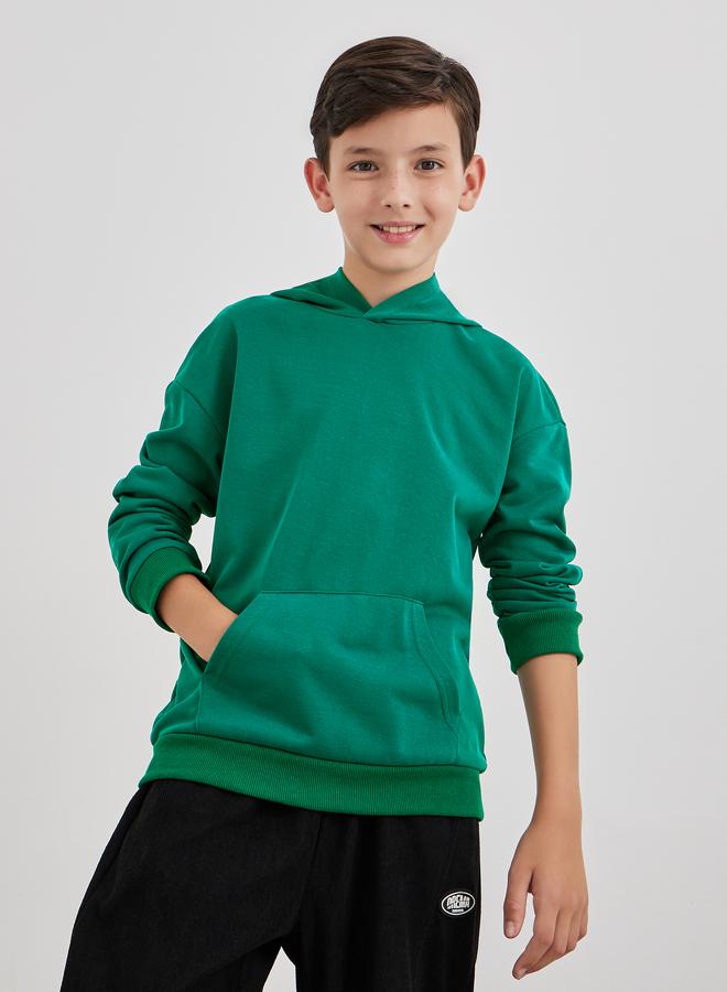 Styli Teen Green Relaxed Fit Hoodie with Front Pocket - Image 3