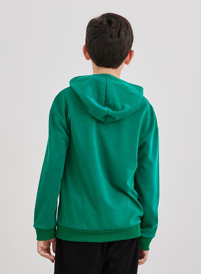 Styli Teen Green Relaxed Fit Hoodie with Front Pocket - Image 5