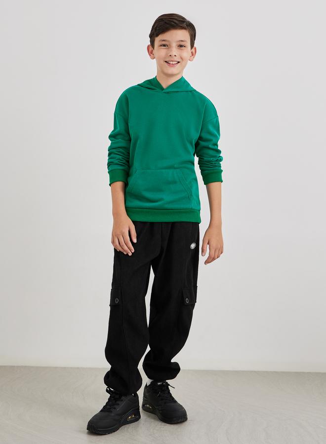 Styli Teen Green Relaxed Fit Hoodie with Front Pocket - Image 2