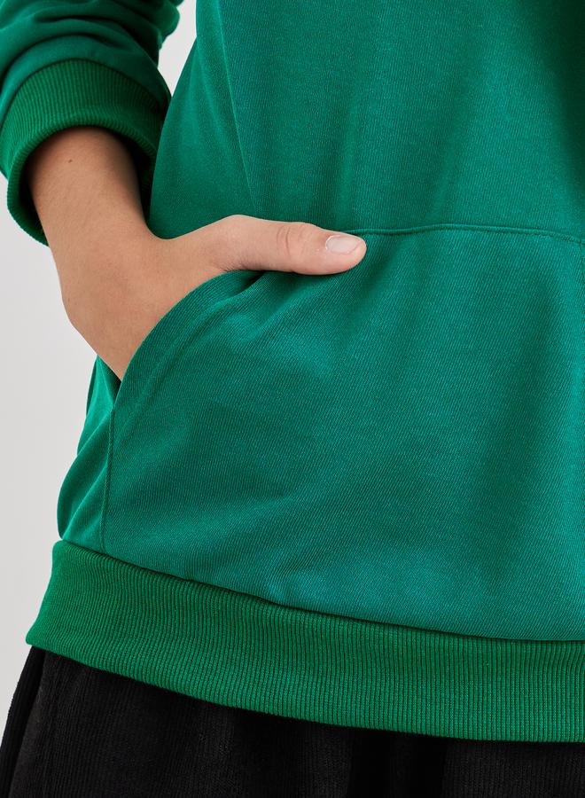 Styli Teen Green Relaxed Fit Hoodie with Front Pocket - Image 4