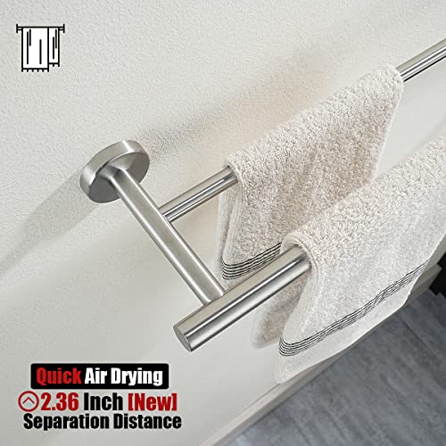 JQK Bath Hardware Towel Bar Accessory Set, 5-Piece Bathroom Accessories Fixtures Set Brushed Finished Wall Mount Includes 24" Towel Bar, 9" Hand Towel Bar, Toilet Paper Holder, Robe Hook x2, BAS105-BN - Image 4