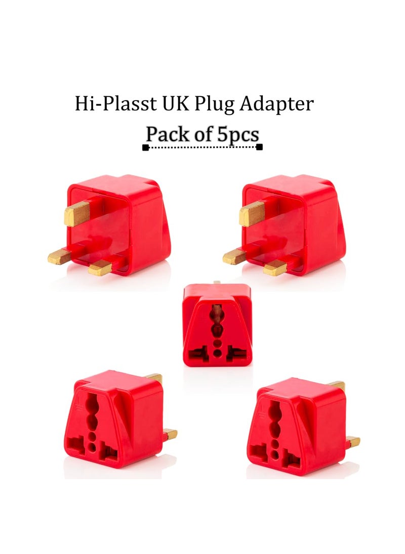 HI PLASST PINS N PLUGS HiPLASST GType UK Adapter Pack of 5 Universal Socket for UKLondon Plug Converter for England Dubai Hong Kong Malaysia Kenya Ireland Wales Scotland Adaptor  - Image 5