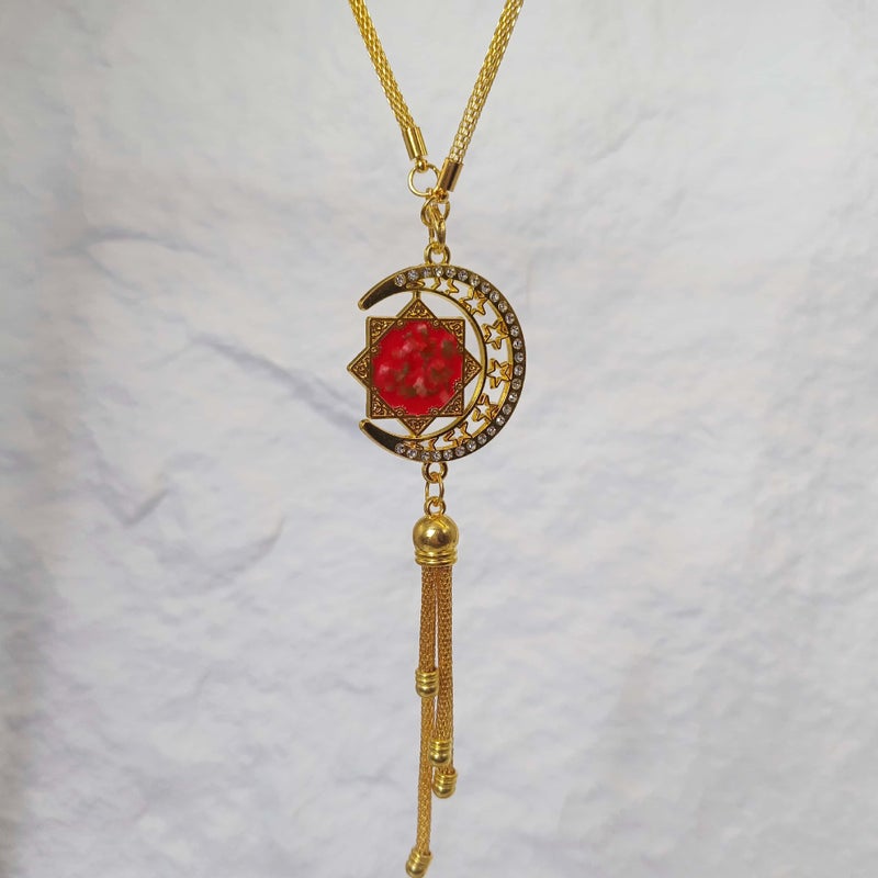 WU Zinc Alloy Car Pendant with Double-Sided Diamond-Inlaid Star and Moon Design - Premium Customizable Ornament - Image 1