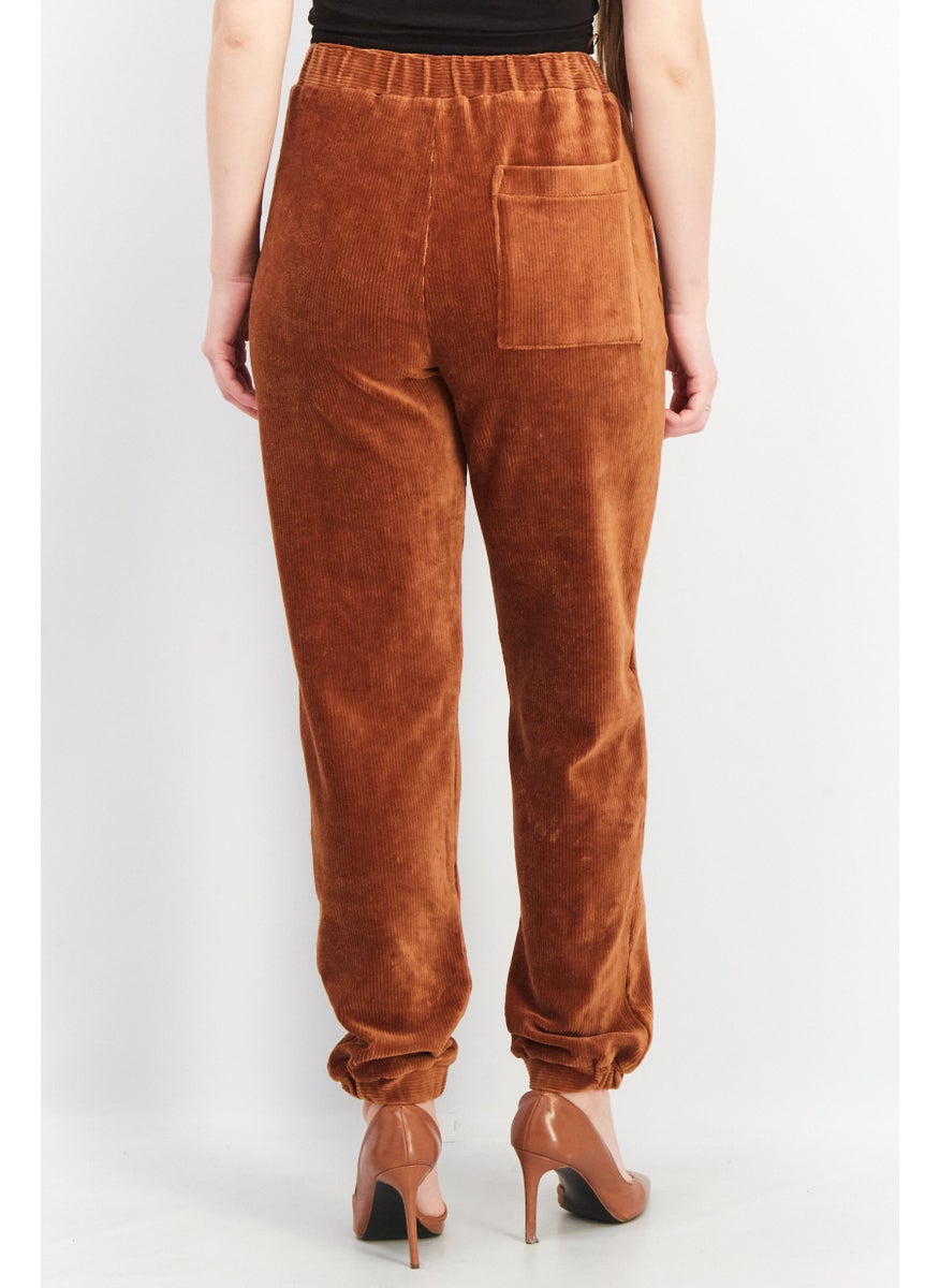 French Connection Women Regular Fit Textured Jogger Pants, Brown  - Image 4