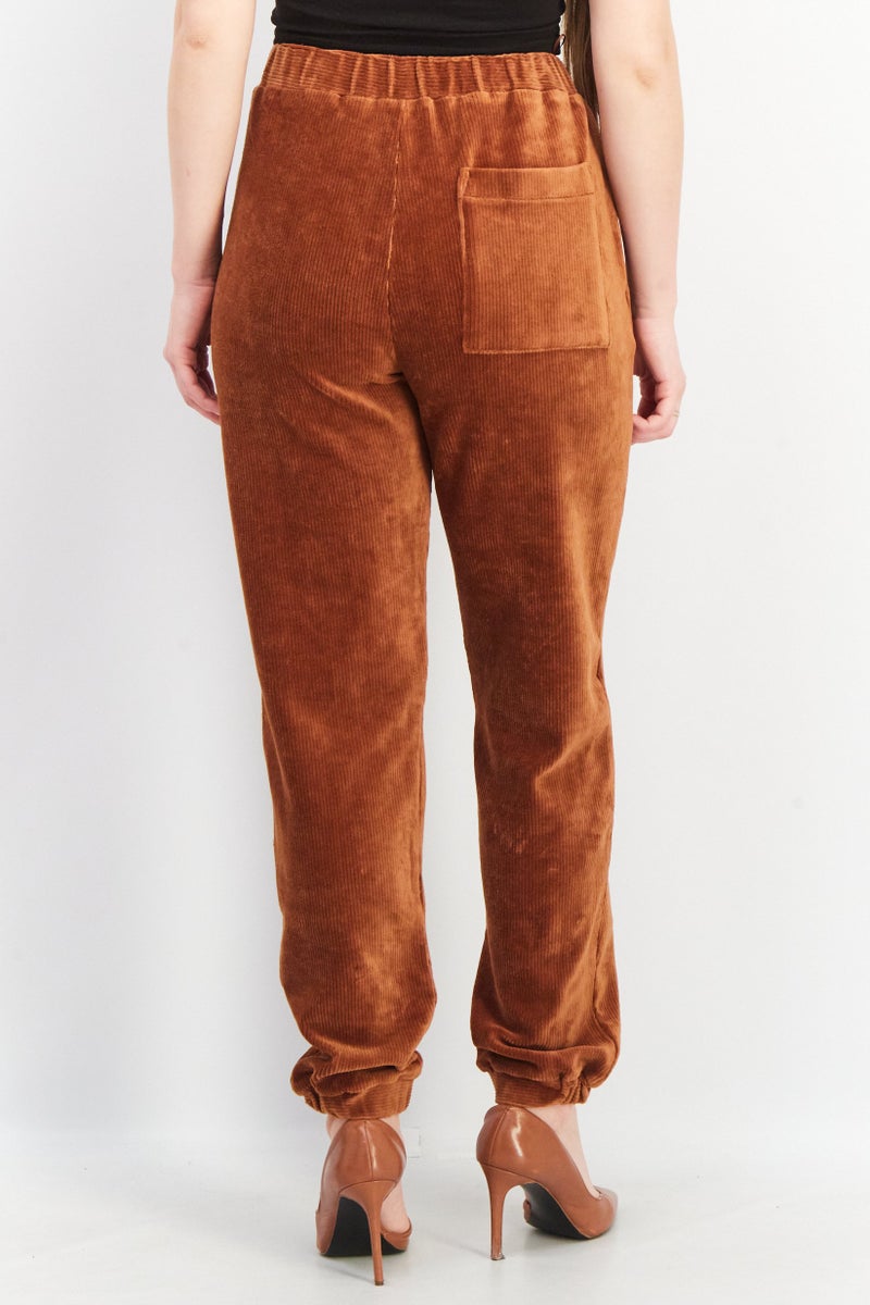 French Connection Women Regular Fit Textured Jogger Pants, Brown - Image 4