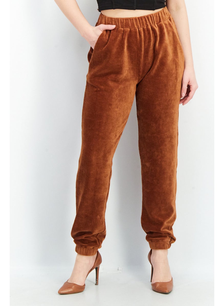 French Connection Women Regular Fit Textured Jogger Pants, Brown  - Image 1