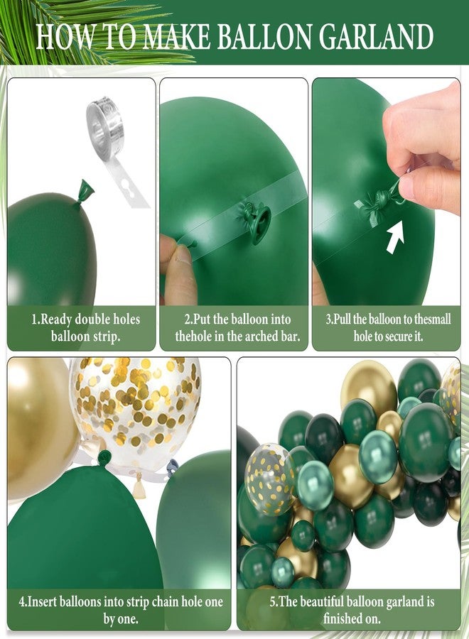 Amandir 153pcs Green and Gold Balloon Garland Arch Kit, Different Sizes 18 12 10 5 inch Green Latex Metallic Confetti Balloons for Graduation Birthday Anniversary Safari Party Decoration Supplies - Image 3