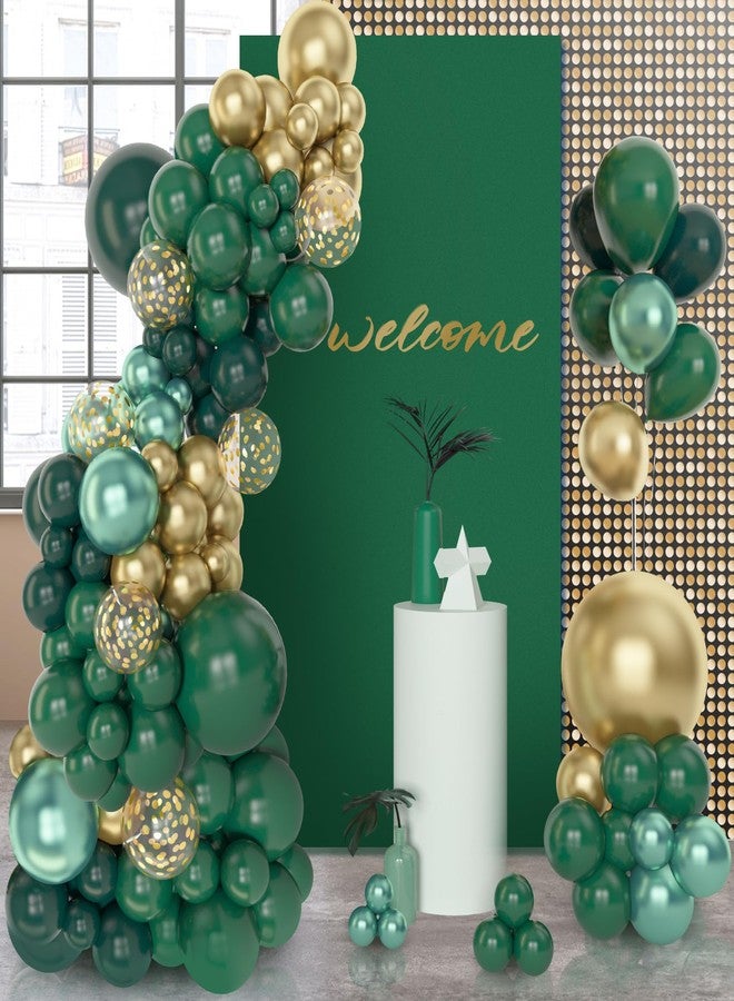 Amandir 153pcs Green and Gold Balloon Garland Arch Kit, Different Sizes 18 12 10 5 inch Green Latex Metallic Confetti Balloons for Graduation Birthday Anniversary Safari Party Decoration Supplies - Image 5