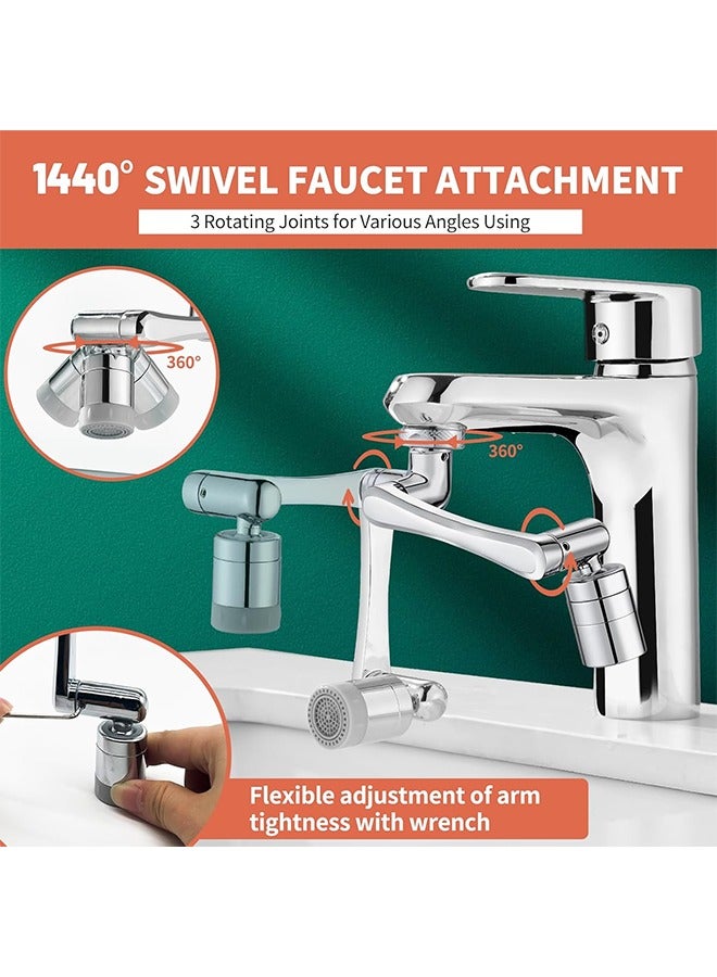 1080° Swivel Faucet-Extender Sink-Aerator - 2 Mode Splash Water Filter Extension, Kitchen Bathroom 360° Rotatable Spray Attachment, Multifunctional Universal Robotic Arm -Wash Hand/Hair/Face  - Image 4