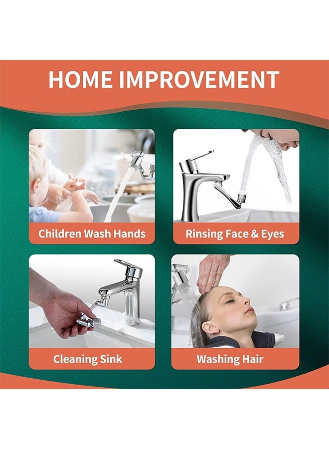 1080° Swivel Faucet-Extender Sink-Aerator - 2 Mode Splash Water Filter Extension, Kitchen Bathroom 360° Rotatable Spray Attachment, Multifunctional Universal Robotic Arm -Wash Hand/Hair/Face  - Image 5
