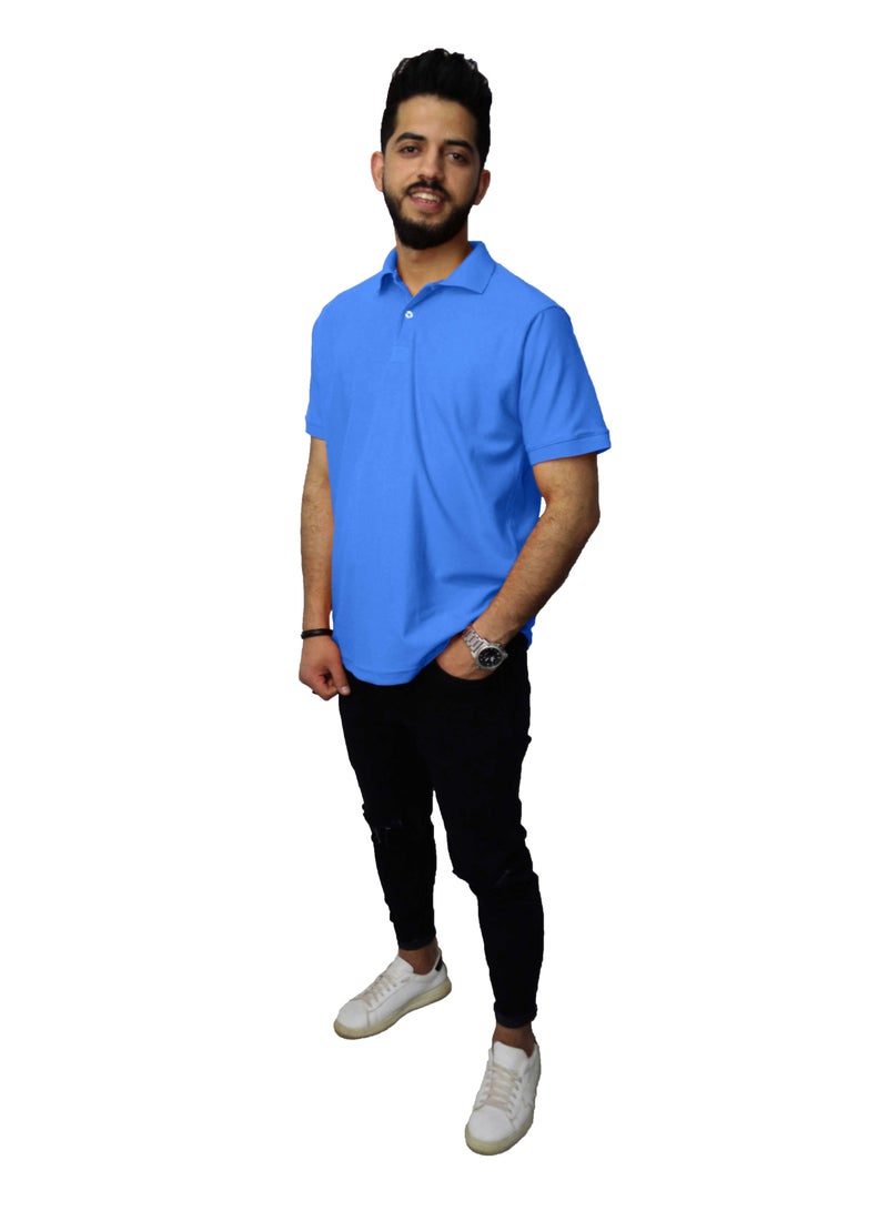 OneHand Casual Polo T-Shirt Cotton - blue sky - Image 4