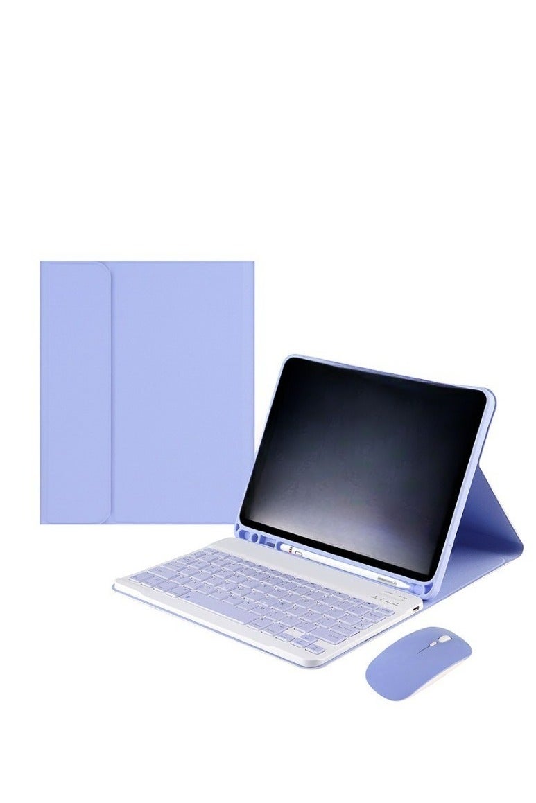 حافظة لوحة مفاتيح ثنائية اللغة لجهاز iPad Air 13 إنش (M3 2025/M2 2024)/ آيباد برو 12.9 إنش (الجيل الثالث/الرابع/الخامس/السادس)، لوحة مفاتيح لاسلكية قابلة للفصل مع حامل للقلم، حافظة ذكية فائقة النحافة من الجلد مع ماوس. - Image 1