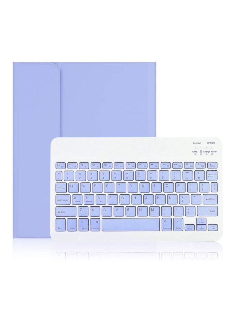حافظة لوحة مفاتيح ثنائية اللغة لجهاز iPad Air 13 إنش (M3 2025/M2 2024)/ آيباد برو 12.9 إنش (الجيل الثالث/الرابع/الخامس/السادس)، لوحة مفاتيح لاسلكية قابلة للفصل مع حامل للقلم، حافظة ذكية فائقة النحافة من الجلد مع ماوس. - Image 2