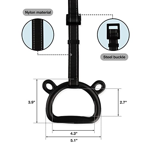 EXQ Home Kids Gymnastic Rings Pull up Rings for Chlidren Exercise,Indoor Gym Ring,Kids Gymnastics Rings with Adjustable Straps,Load Bearing 220lb,Purple Hands Tape (NO Bar) - Image 3