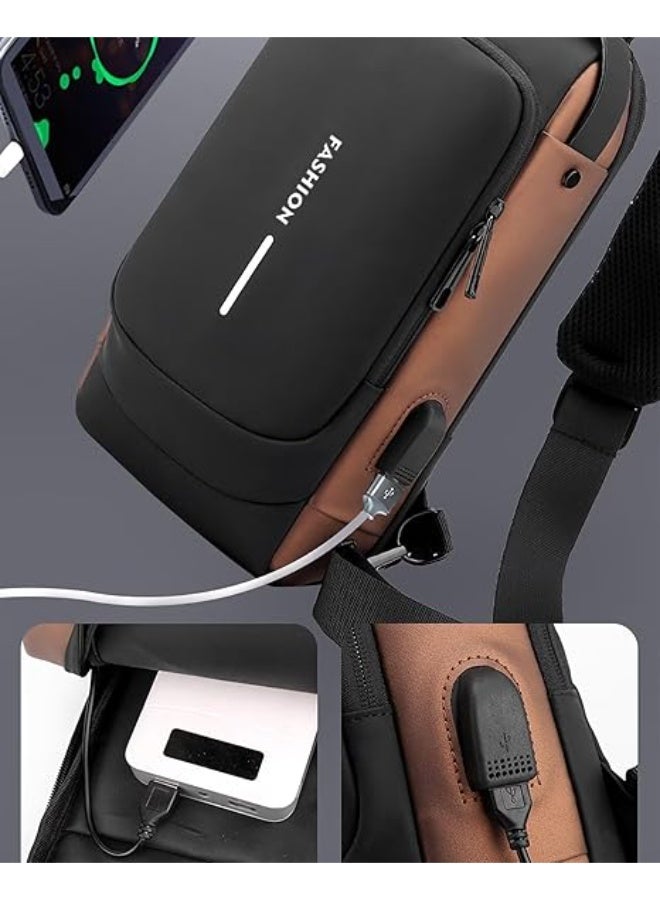 فاشون حقيبة كروس للجسم مضادة للسرقة – تصميم عصري بلون كحلي مع منفذ USB وقفل أمان  - Image 2