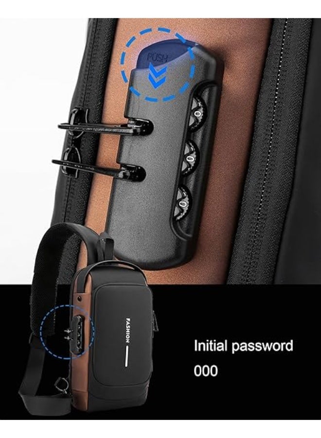 فاشون حقيبة كروس للجسم مضادة للسرقة – تصميم عصري بلون كحلي مع منفذ USB وقفل أمان  - Image 3