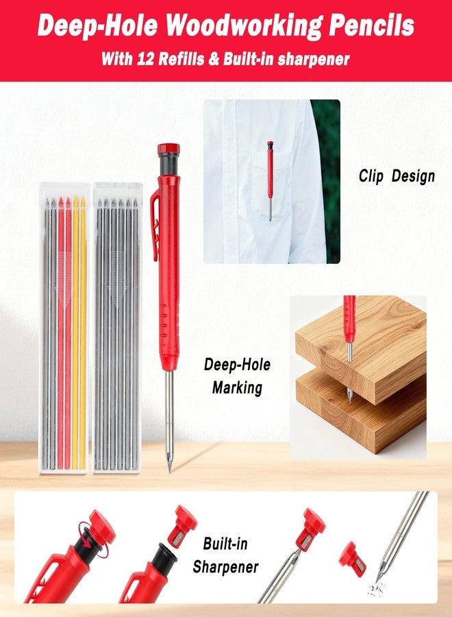 VNW 6 in 1 Rafter Square with Carpenter Pencil, 7in Rafter Square Multi-Purpose Carpenter Tools:Square,Protractor, 1/16" Precision Steel Ruler,Marking Gauge,T-Bevel Gauge,Bubble Level - Image 3