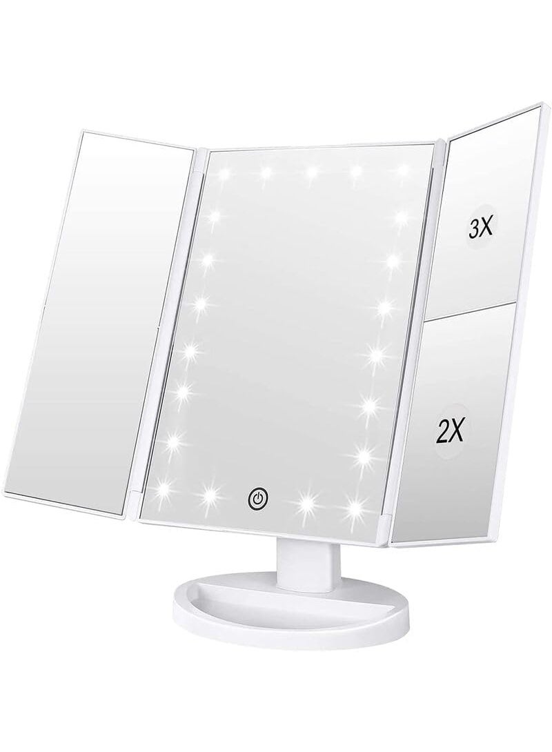 Lighted mirror with 21 LED lights, touch screen and zoom feature - Image 1