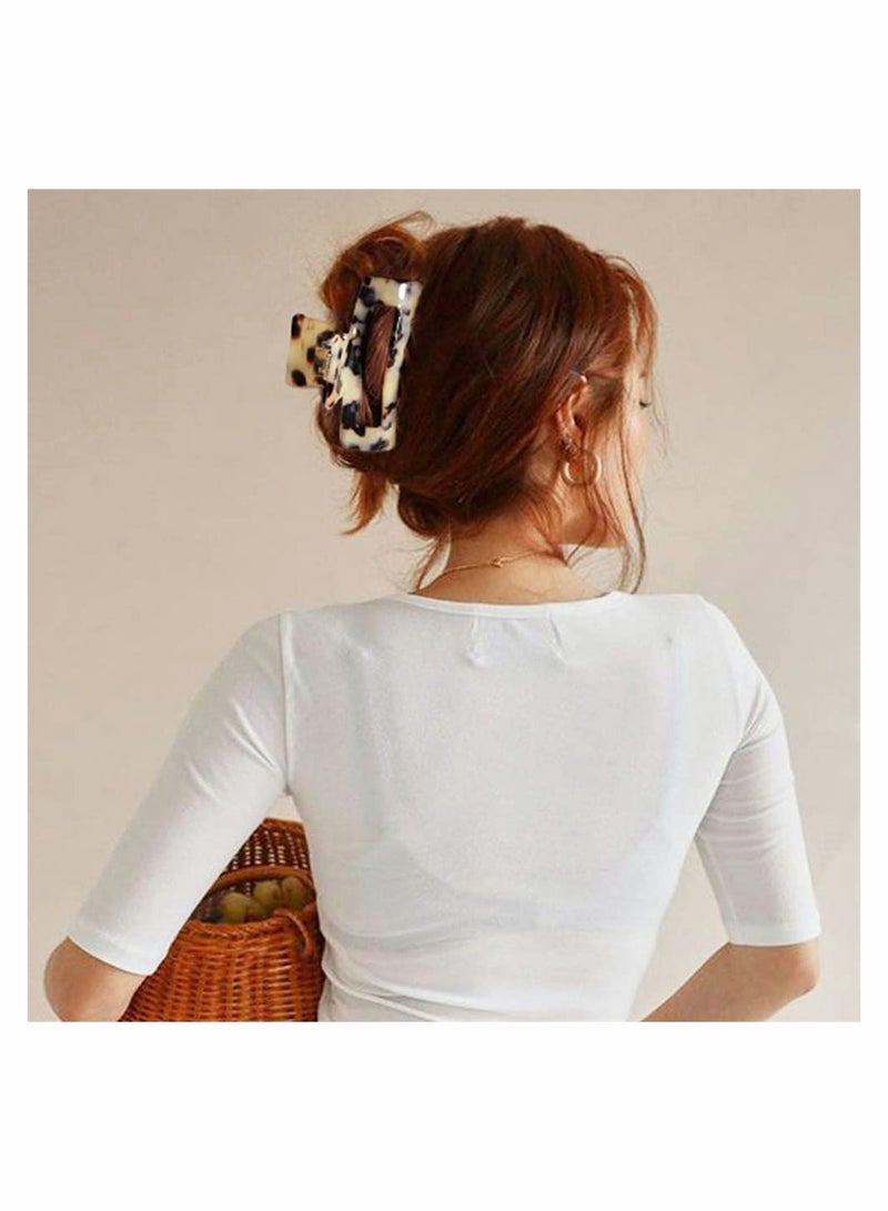 Hair Clips 2 Color Big Claw 3.35 Inch for Women Girls Thin Design Leopard Print Strong Hold Thick - Image 2