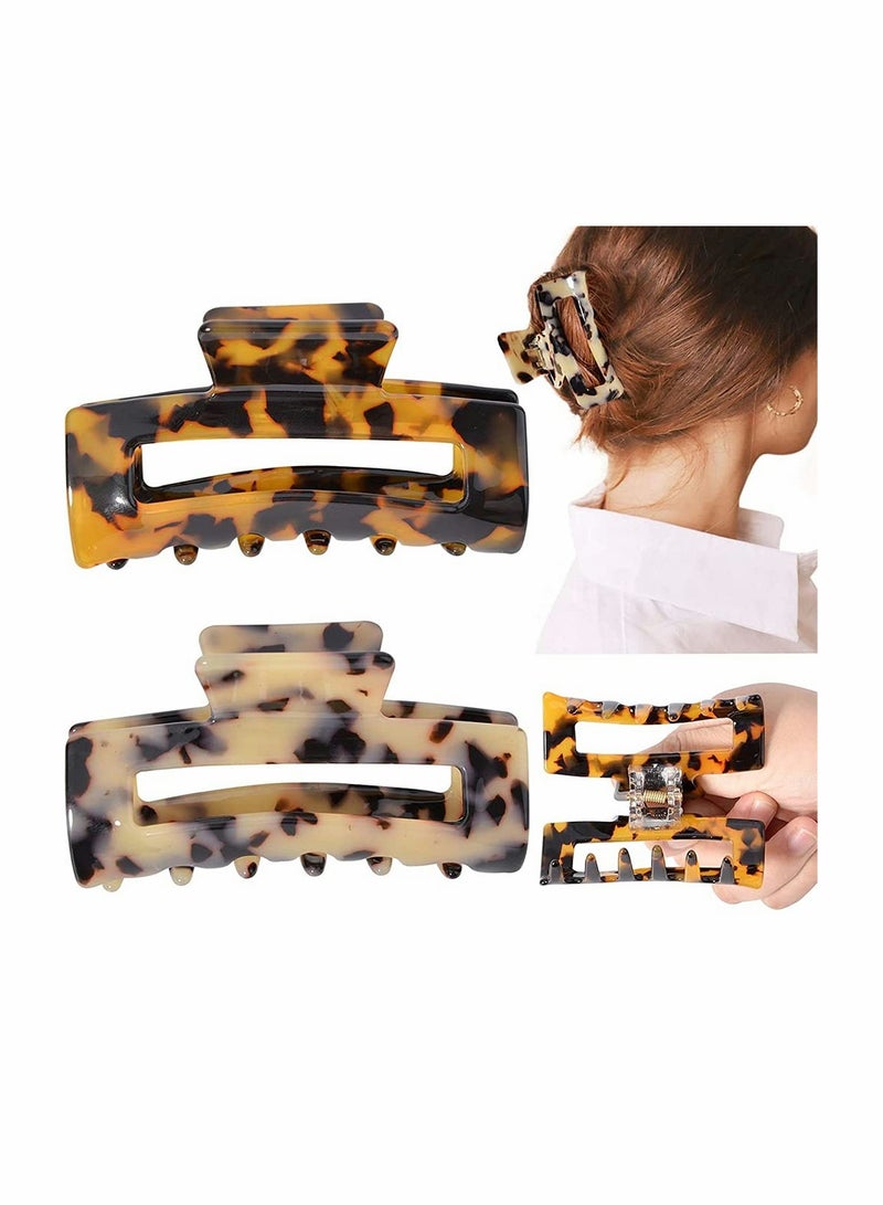 Hair Clips 2 Color Big Claw 3.35 Inch for Women Girls Thin Design Leopard Print Strong Hold Thick - Image 1