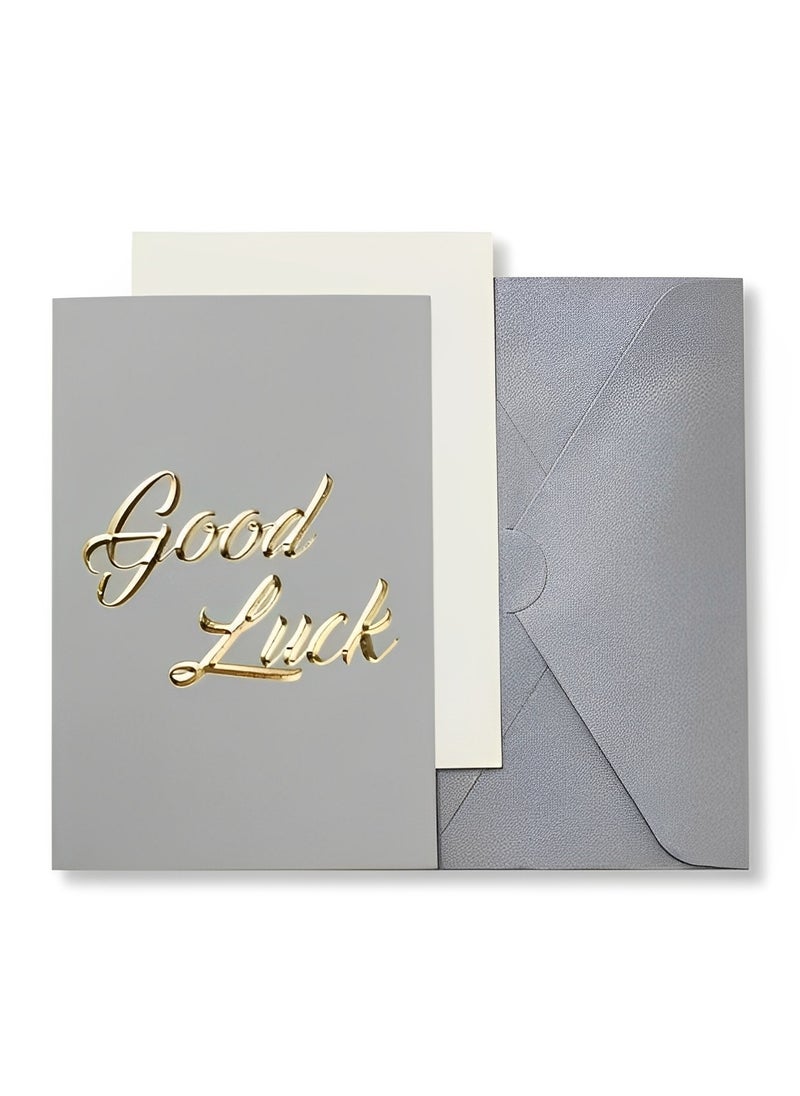 BenQuand Premium Good Luck Card with Gold Embossing，Luxury Grey Good Luck to You Card With Envelope And Seal - Gift for Boyfriend,Mum,Daddy - Postcard 