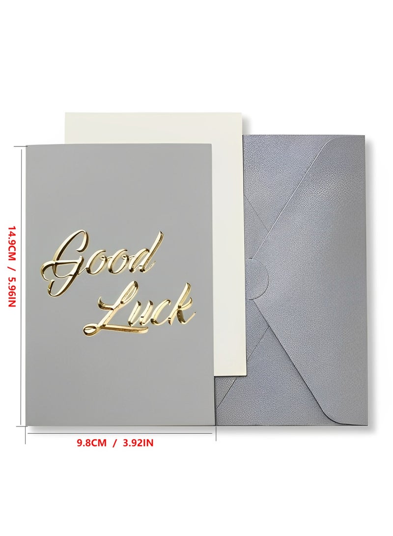BenQuand Premium Good Luck Card with Gold Embossing，Luxury Grey Good Luck to You Card With Envelope And Seal - Gift for Boyfriend,Mum,Daddy - Postcard  - Image 2