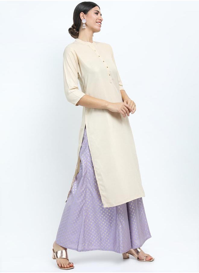 Vishudh Women Cream Straight Kurta by Styli  - Image 5