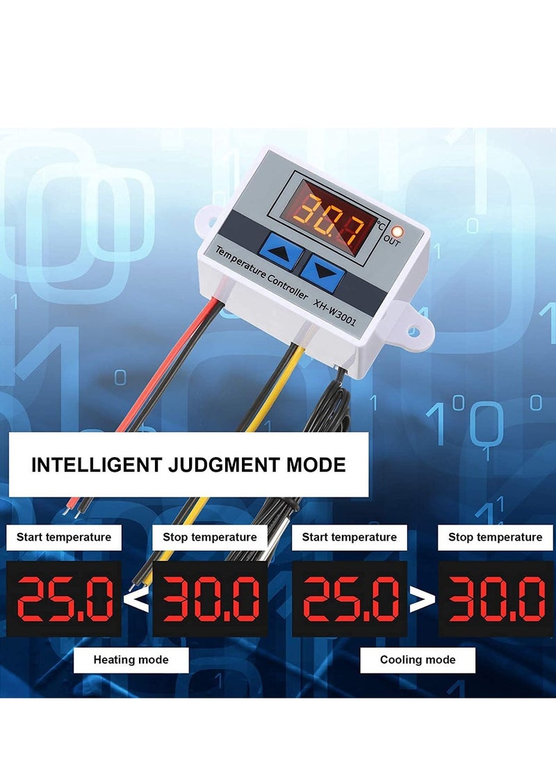 Excefore Digital Temperature Controller LED Thermostat Switch,Temperature Relay Switch Module Programmable Minus 50 to 110 Degree Heating Cooling Thermostat (12V 10A 120W) (2 Pieces)  - Image 3