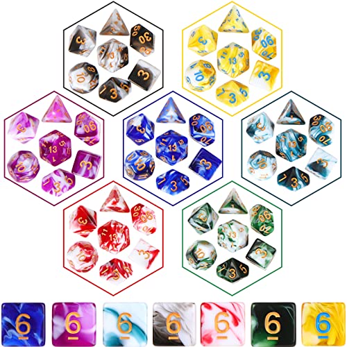 Yilloog 350 Pcs Dice Sets Bulk with Drawstring Bag Polyhedral Dice Sets Multi Role Playing Table Game D4 D6 D8 D10 D D12 D20 Mixed Style - Image 5