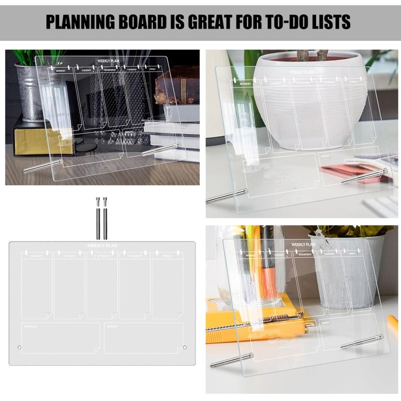 Whiteboard Marker and Push Pins Acrylic Dry Erase Memo Planning Board for Office Home - Image 4