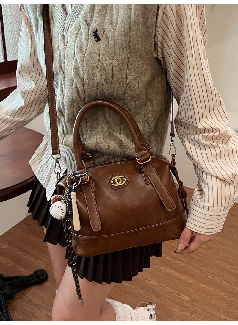 Imported hand and cross bag made of soft leather