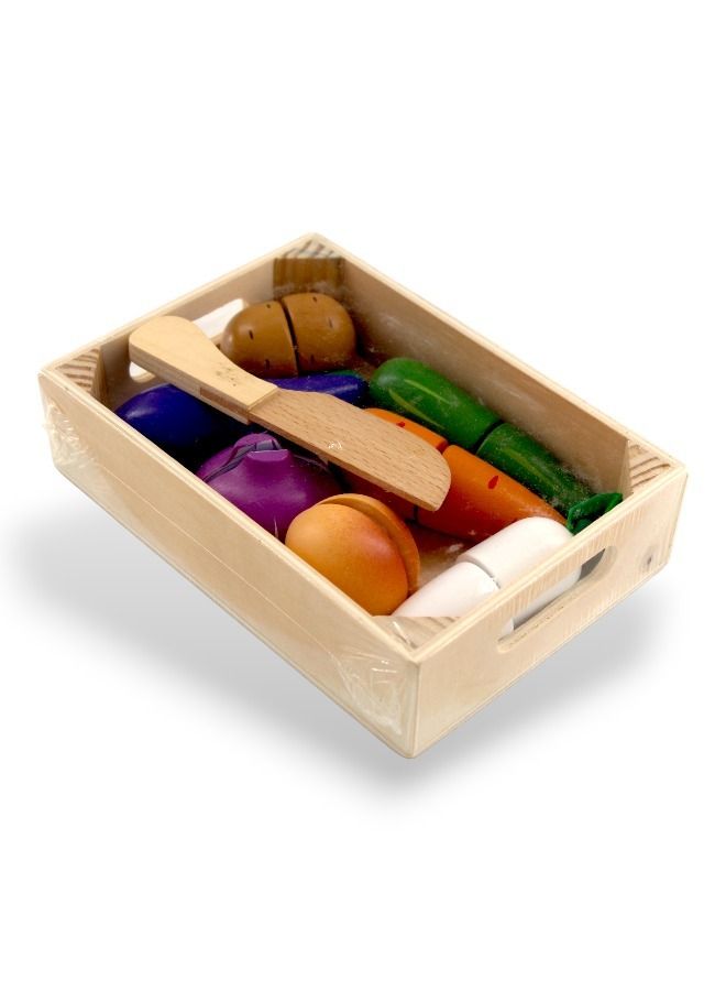 10 Piece Wooden Magnetic Cutting Fruits Educational Playset With Cutting Board - Image 2