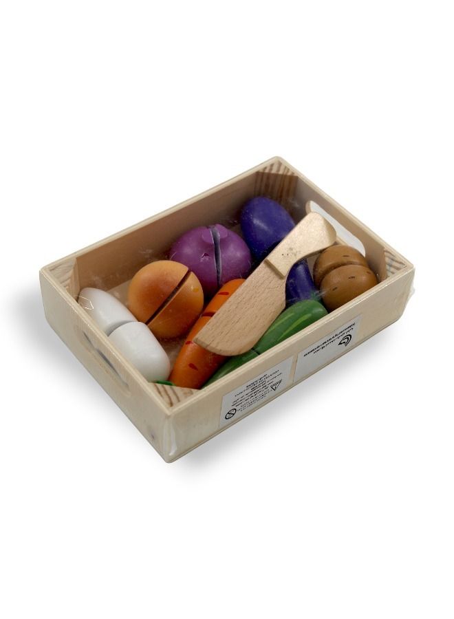 10 Piece Wooden Magnetic Cutting Fruits Educational Playset With Cutting Board - Image 3