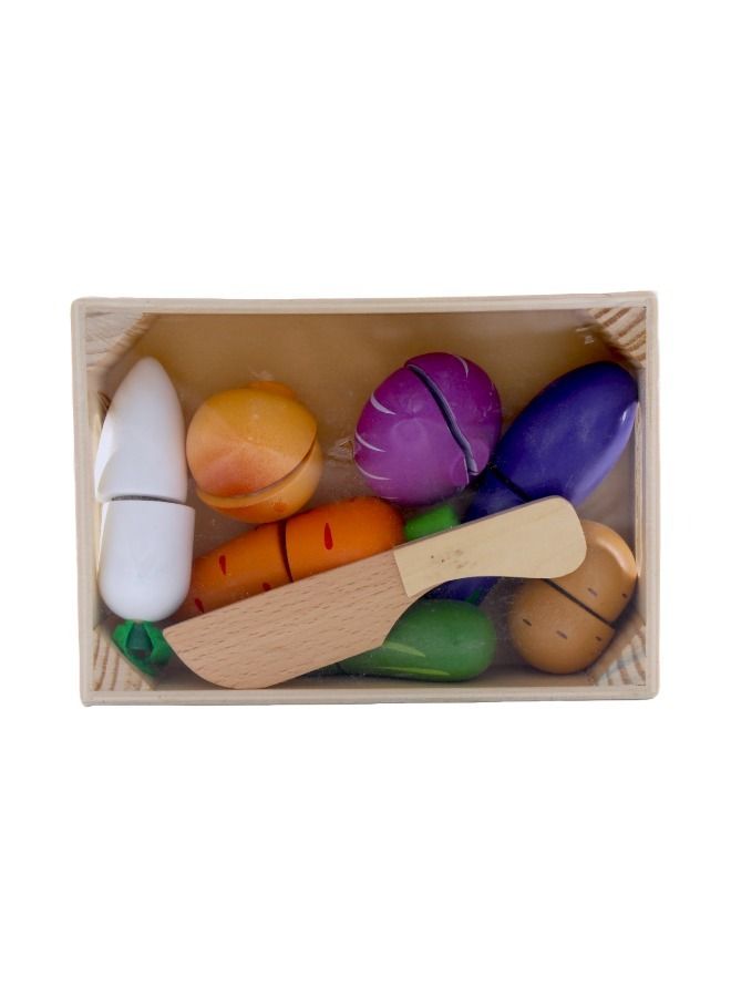 10 Piece Wooden Magnetic Cutting Fruits Educational Playset With Cutting Board - Image 1